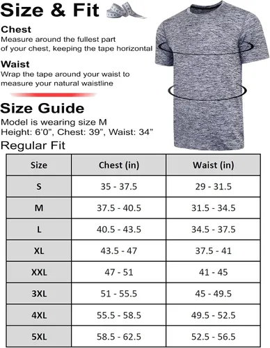 Vista 7 de Paquete de 5 camisetas de manga corta con cuello redondo y de secado rápido para hombre camisetas deportivas para correr entrenar o ir al gimnasio