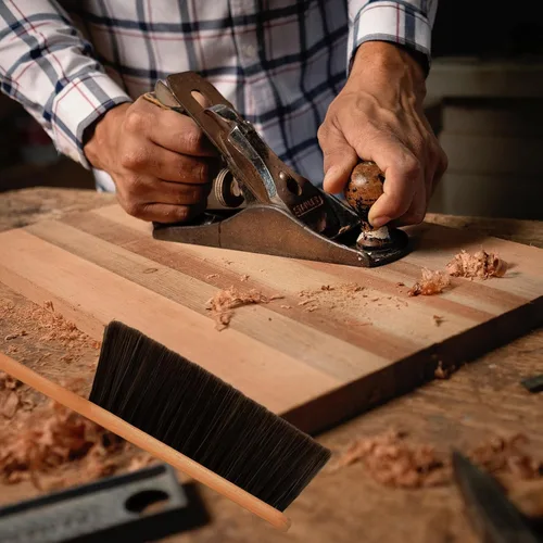 Vista 6 de 2 Piezas Cepillo de Polvo de Madera Escoba de Mano Cepillo de Banco con Mango Largo de Madera Cepillo de Batir Cepillo de Cerdas Suave para Limpieza