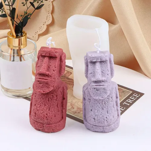 Vista 8 de Didiseaon Moldes para velas de estatua de isla de Pascua, moldes de silicona para velas de bricolaje, moldes de resina epoxi, moldes de jabón