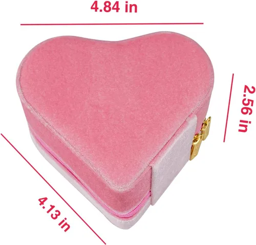 Vista 2 de Caja de regalo en forma de corazón, caja de viaje para aretes, joyero, organizador para anillos, collares, pulseras, regalo de recuerdo
