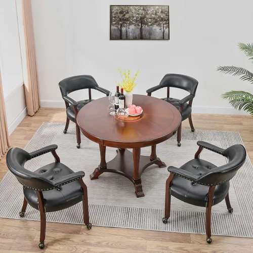Vista 37 de Juego de 2 sillas de comedor con ruedas, poliuretano gris antiguo Gris (Antique Grey)