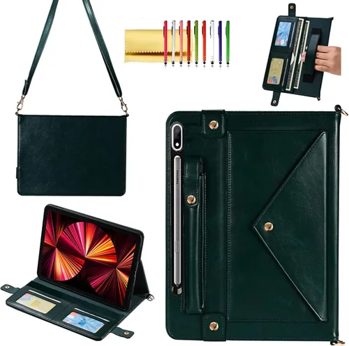 Vista 78 de Bolso Funda para Samsung Galaxy Tab S10 FE/S9 FE 10.9"/S9/S8/S7 11", Techcircle Folio con Soporte Cruzado, Billetera con Ranura para Lápiz S Pen