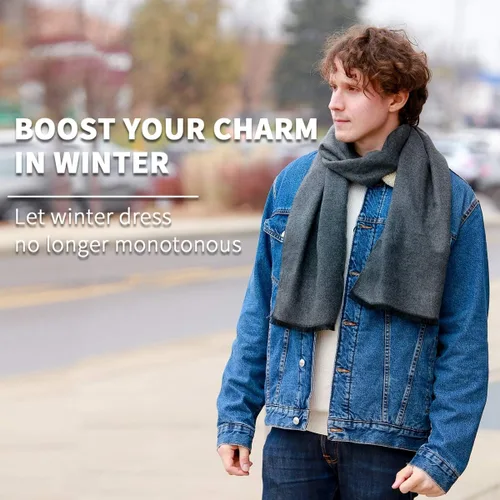 Vista 5 de FULLRON Bufanda de invierno para hombre, bufandas suaves y cálidas de cachemira