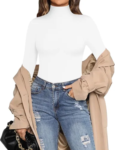 Vista 3 de MANGOPOP - Body de manga larga y cuello alto para mujer