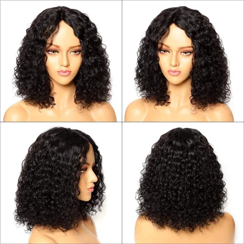 Vista 5 de Fine Plus Pelucas de cabello humano sin pegamento, pelucas rizadas de onda profunda para mujeres negras, pelucas de cabello humano con encaje