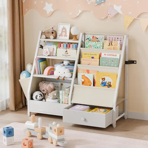 Vista 10 de HAVLOTII Estantería para niños y almacenamiento de juguetes, estante para libros para habitaciones de niños, estantería para bebés para guardería
