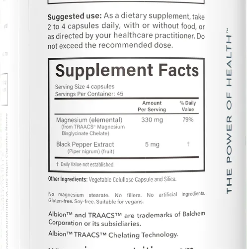 Vista 2 de Bisglicinato de Magnesio VIZANA - Quelato Albion® TRAACS® 100% puro - 330 mg de magnesio elemental - 180 cápsulas veganas