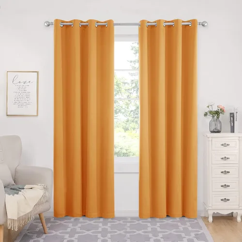 Vista 144 de Deconovo Cortinas opacas 100% con forro negro, cortinas con ojales aisladas térmicamente que reducen el ruido, doble capa para oscurecer