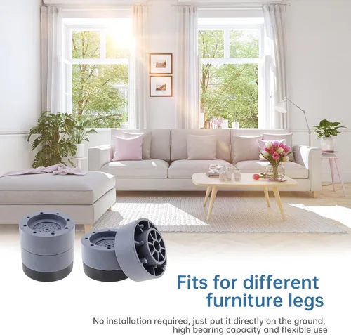 Vista 4 de Paquete de 4 elevadores de muebles de 2.55 pulgadas, redondos, resistentes, elevadores de cama ajustables para marco de cama, escritorio, mesa
