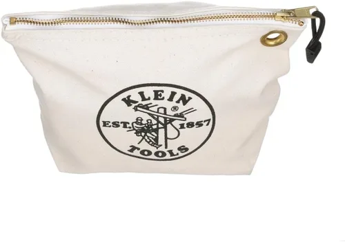 Vista 4 de Klein Tools 5539NAT Bolsa con Cremallera, Bolsa de Lona para Herramientas es una Bolsa de Consumibles de 10 Pulgadas para Almacenar Piezas, Ojal