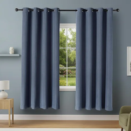 Vista 11 de Amazon Basics Cortinas 100% opacas con ojales, 2 paneles, 52 x 84 pulgadas, beige