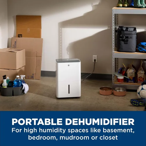 Vista 5 de GE Energy Star - Deshumidificador portátil para sótano, dormitorio, baño, armario o habitaciones pequeñas de hasta 1500 pies cuadrados, 22 pintas