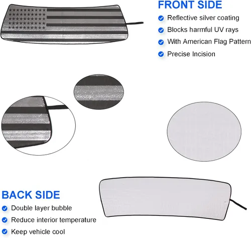 Vista 4 de Parasol para parabrisas compatible con Toyota FJ Cruiser 2007-2021, parasol plegable para ventana delantera, visera de protección solar automática