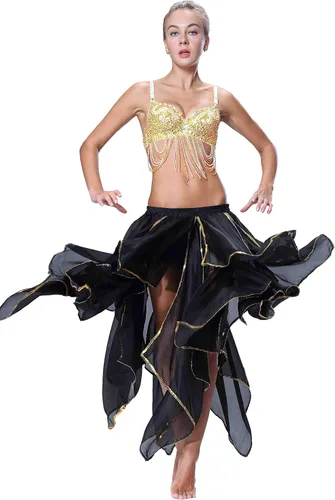 Vista 2 de Seawhisper Sostén con lentejuelas y cuentas brillantes, brillantina, tribal, para fiesta, cabaret, de danza del vientre