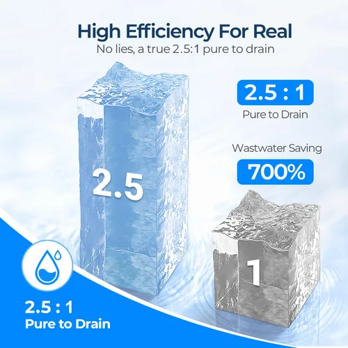 Vista 8 de Ecoviva - Filtro de agua de ósmosis inversa de 600 GPD, sistema de filtración de agua RO de 8 etapas debajo del fregadero, cumple con NSF/ANSI 58
