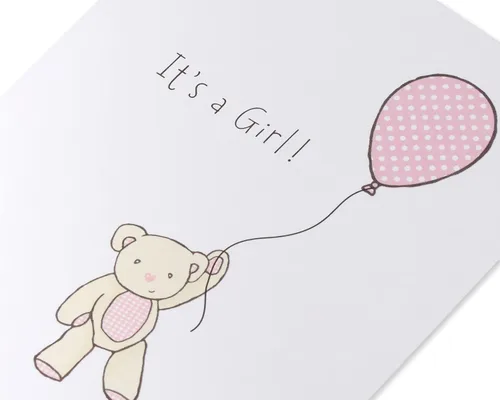 Vista 4 de American Greetings Nueva tarjeta de bebé niña (oso con globo)