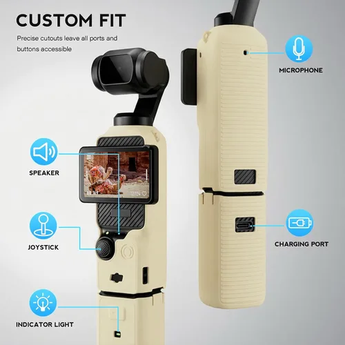 Vista 5 de Funda protectora para cámara DJI Osmo Pocket 3/Xtra Muse, funda de silicona suave con 2 protectores de pantalla y lente, accesorios de cuerpo