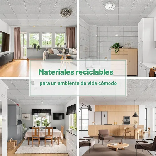 Vista 5 de Azulejos de techo profesionales impresos de 2 x 2 pies, panel de techo de PVC de 24 x 24 pulgadas, impermeable, lavable y resistente al fuego, PVC
