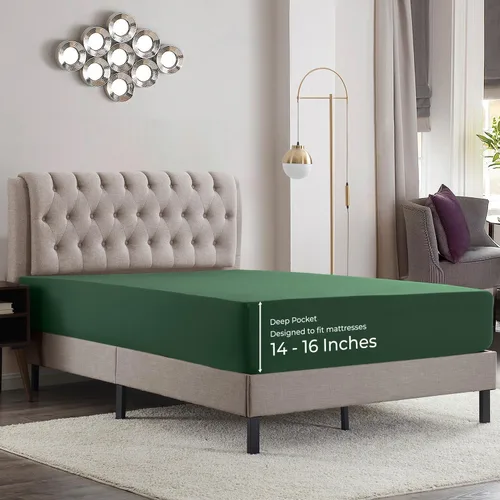 Vista 19 de Empyrean Bedding Sábanas de cama individual – Sábana bajera ajustable de 14 a 16 pulgadas individual – Sábana bajera súper suave individual – Sábana
