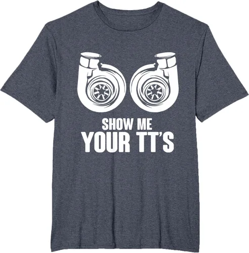 Vista 93 de Funny Show Me Your TT's Twin Turbo Car Racing Camiseta, Negro, S