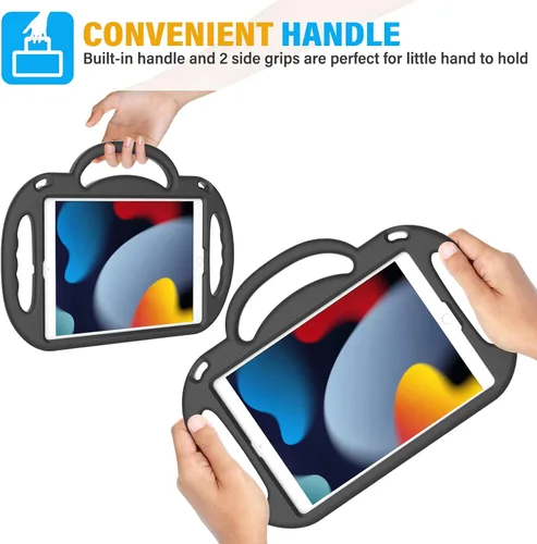 Vista 3 de SUPLIK Funda para niños para iPad de 9ª/8ª/7ª generación (10.2 pulgadas, 2021/2020/2019), Funda resistente a niños para iPad de 10.2" con asa