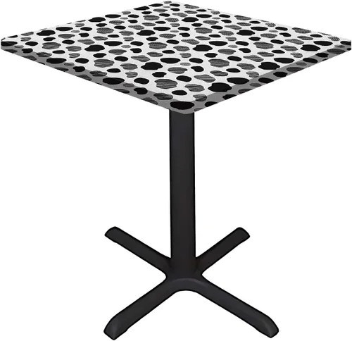 Vista 2 de Mantel cuadrado con estampado de vaca, puntos a rayas blancas y negras con estilo abstracto, para mesa de comedor cuadrada, se adapta a mesas de 24