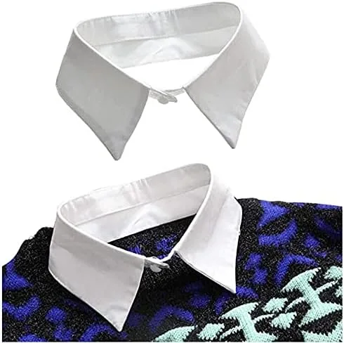 Vista 2 de EleCharm Simplicity - Blusa decorativa desmontable con cuello de muñeca, cuello de punta, solapa falsa para mujer, Algodón, Diamante falso