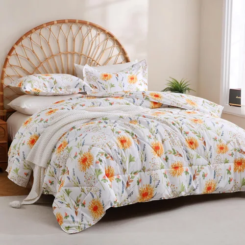 Vista 12 de JSD Juego de edredón Queen con estampado floral bohemio