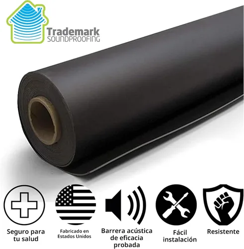 Vista 2 de Trademark Soundproofing Vinilo cargado en masa MLV 1 libra - Barrera insonorizante MLV para barrera de sonido en pared - Aislamiento acústico - 4' x