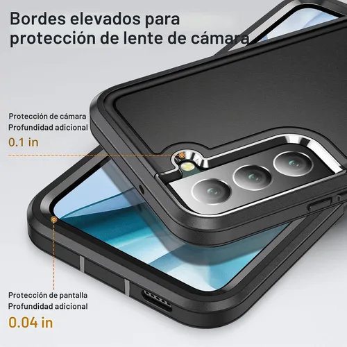 Vista 5 de Funda para Samsung Galaxy S22 Plus con función atril de 3 capas de grado militar, funda protectora de silicona resistente a prueba de golpes