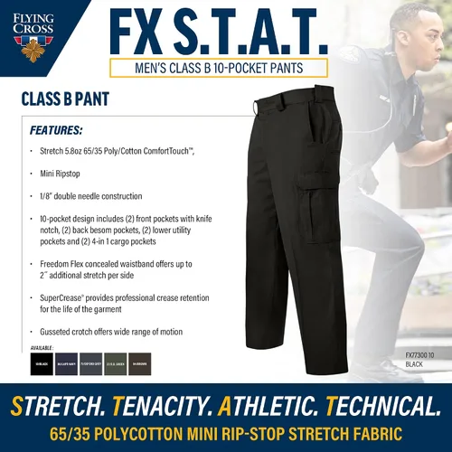 Vista 2 de Flying Cross FX Flex Class B - Pantalones para hombre, tela elástica antidesgarros, diseño de 10 bolsillos, pantalones de seguridad de 360° Negro