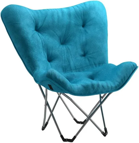 Vista 2 de Mainstays Silla plegable tipo mariposa, de suave micro felpa., Metal, Verde azulado