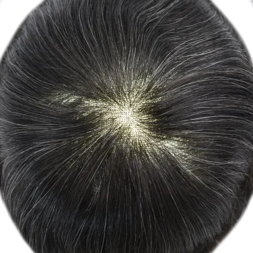 Vista 5 de PUNRU HAIR Completo Swiss Lace Toupee para hombres Sistema de cabello humano real Sistema de reemplazo de cabello humano para hombre Toupee