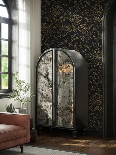 Vista 8 de Heroad Papel Tapiz Autoadhesivo Despegar y Pegar Negro Papel de Contacto Floral Dorado Papel Tapiz Moderno Boho Removible Papel de Contacto