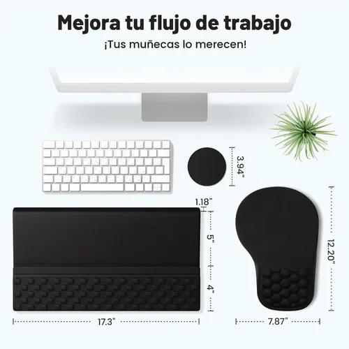 Vista 6 de Ospelelf Conjunto de Reposamuñecas Ergonómico de Alfombrilla para Ratón y Soporte para Teclado, Comodidad con Espuma Viscoelástica, Alivio del Dolor