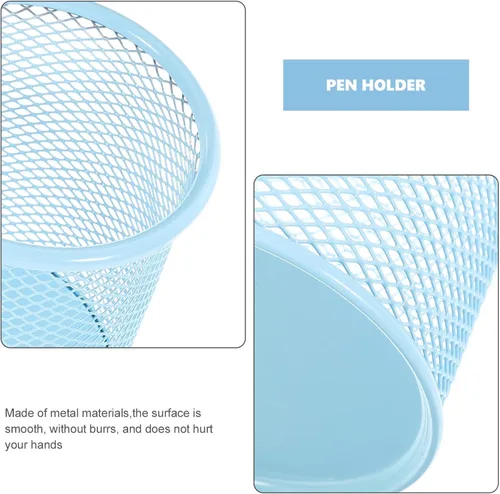 Vista 5 de MAGICLULU 3 soportes de malla para bolígrafos, organizador de escritorio único para bolígrafos, lápices, brochas de maquillaje, diseño de metal