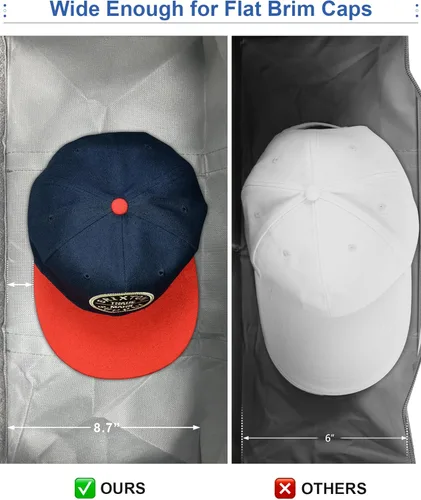 Vista 3 de Epesoware Paquete de 2 bolsas de almacenamiento anchas para gorras de béisbol, organizador de sombreros para hasta 20 sombreros, ideal para el hogar