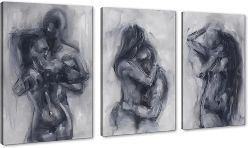 Vista 79 de Novatique 3 piezas de arte de pared sexy en blanco y negro para parejas desnudas, decoración de pared abstracta de amor para mujeres y hombres, arte