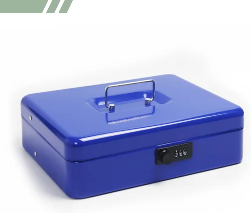 Vista 5 de Caja de efectivo con cerradura de combinación, caja de dinero de metal con bandeja de dinero, caja de bloqueo de efectivo para venta de garaje