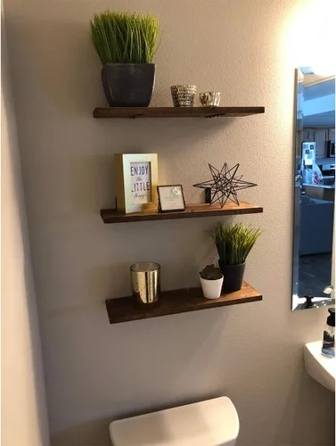 Vista 7 de Soportes de esquina de acero negro en L para estantes, soportes decorativos de montaje en pared, soportes angulares para estantes con tornillos