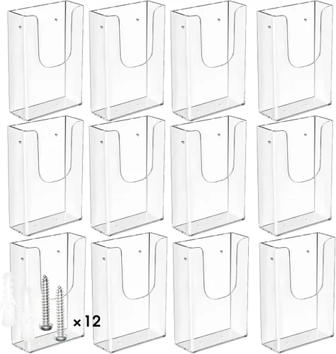 Vista 11 de MaxGear - Soporte de pared acrílico para folletos, 4 pulgadas de ancho, paquete de 3