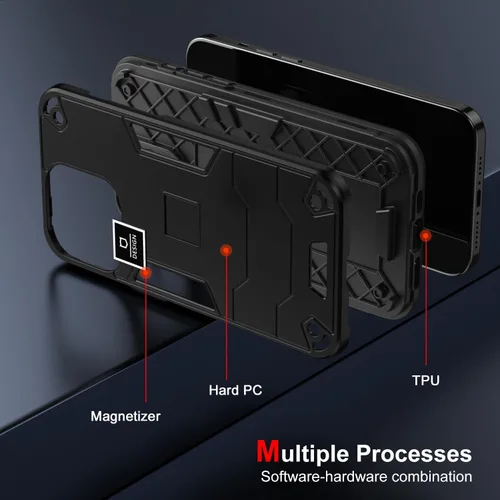 Vista 2 de Funda compatible con Redmi A1, compatible con Redmi A2 2 en 1 [PC dura + TPU], funda de teléfono negra