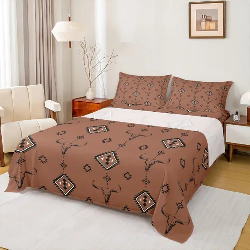 Vista 22 de Juego de sábanas de microfibra suave con diseño de calavera de Halloween, diseño de esqueleto gótico, fantasma, sábana bajera ajustable rústica