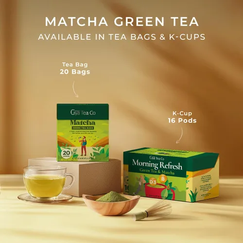 Vista 6 de Gya Tea Co Bolsas de té verde Matcha (20 bolsas) – Té suave con alto contenido de cafeína fresco y sedoso para refrescar la mañana y salud digestiva