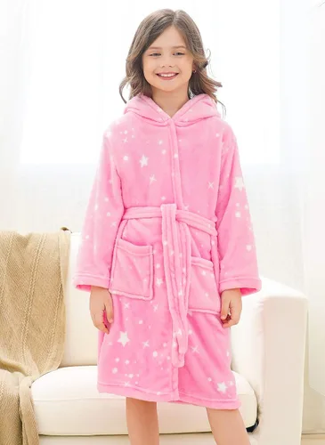 Vista 5 de Doctor Unicorn Bata de Baño Suave con Capucha de Arcoíris Ropa de Dormir para Niñas