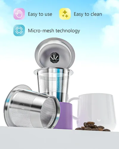 Vista 5 de Cápsulas de café reutilizables universales, adecuadas para tazas K, acero inoxidable reutilizable compatible con cafeteras Keurig 1.0 y 2.0