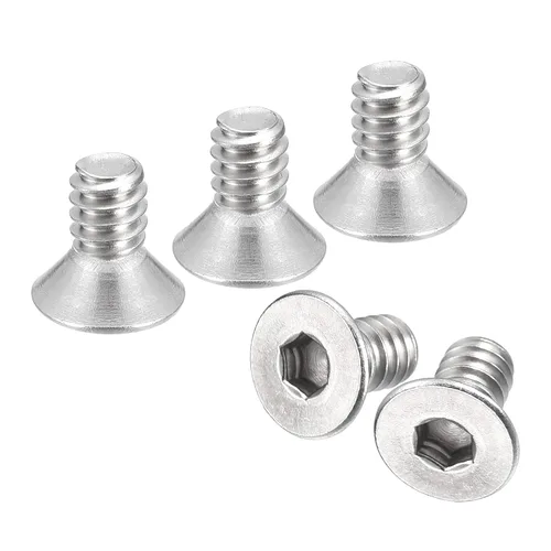 Vista 6 de uxcell tornillos de cabeza avellanada plana #8-32x1/2, 25 piezas de tornillos de cabeza plana con llave hexagonal de acero inoxidable 304, rosca