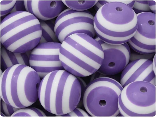 Vista 9 de BeadTin Cuentas redondas de goma de mascar de resina de rayas blancas de 0.787 in (10 piezas) (marrón)