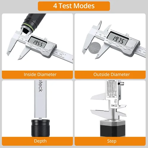 Vista 3 de Neoteck calibrador digital de 4 pulgadas/100 mm, calibradores electrónicos de acero inoxidable, herramienta de medición con conversión