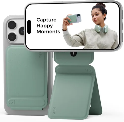 Vista 27 de MOFT Soporte de trípode para teléfono para iPhone, soporte para iPhone multiángulo, soporte para teléfono ligero y portátil, imanes fuertes, cuero